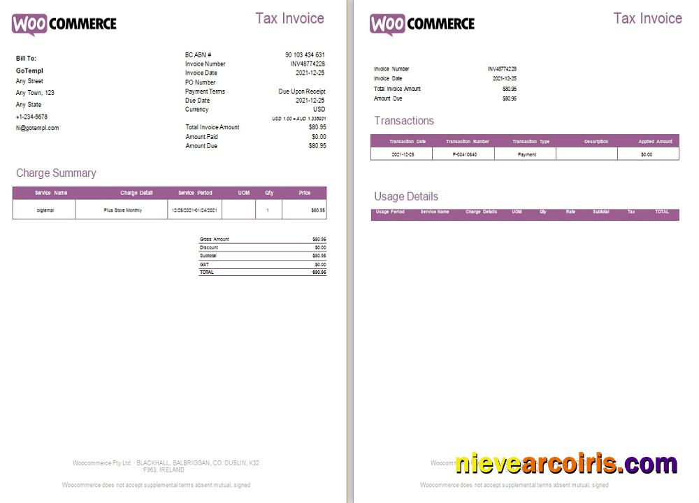 Ireland WooCommerce tax invoice